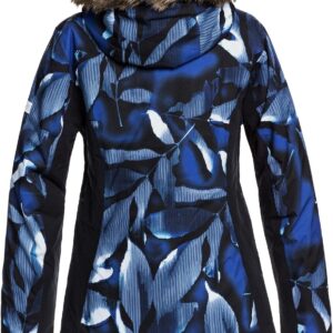 Roxy Jet Ski Premium Snow Jacket Mazarine Blue Stiped Leaves LG (US 11)