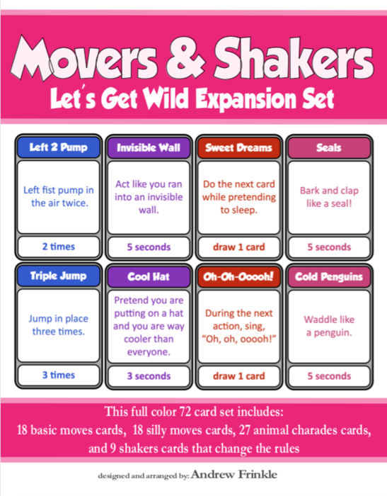 Movers & Shakers EXPANSION PACK 3 - Let's Get Wild Brain Breaks Card Game