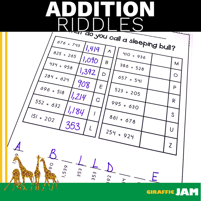 Addition Math Games - Addition Riddles