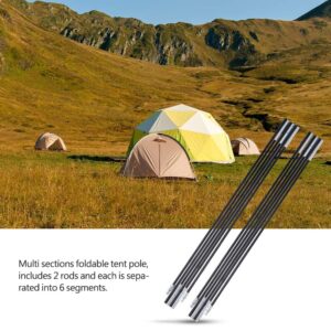 Camping Tent Pole, Fiberglass Foldable Camping Tent Pole 6 Segments Outdoor Retractable Sunshelter Camping Tent Support Rods Awning Frames Kit