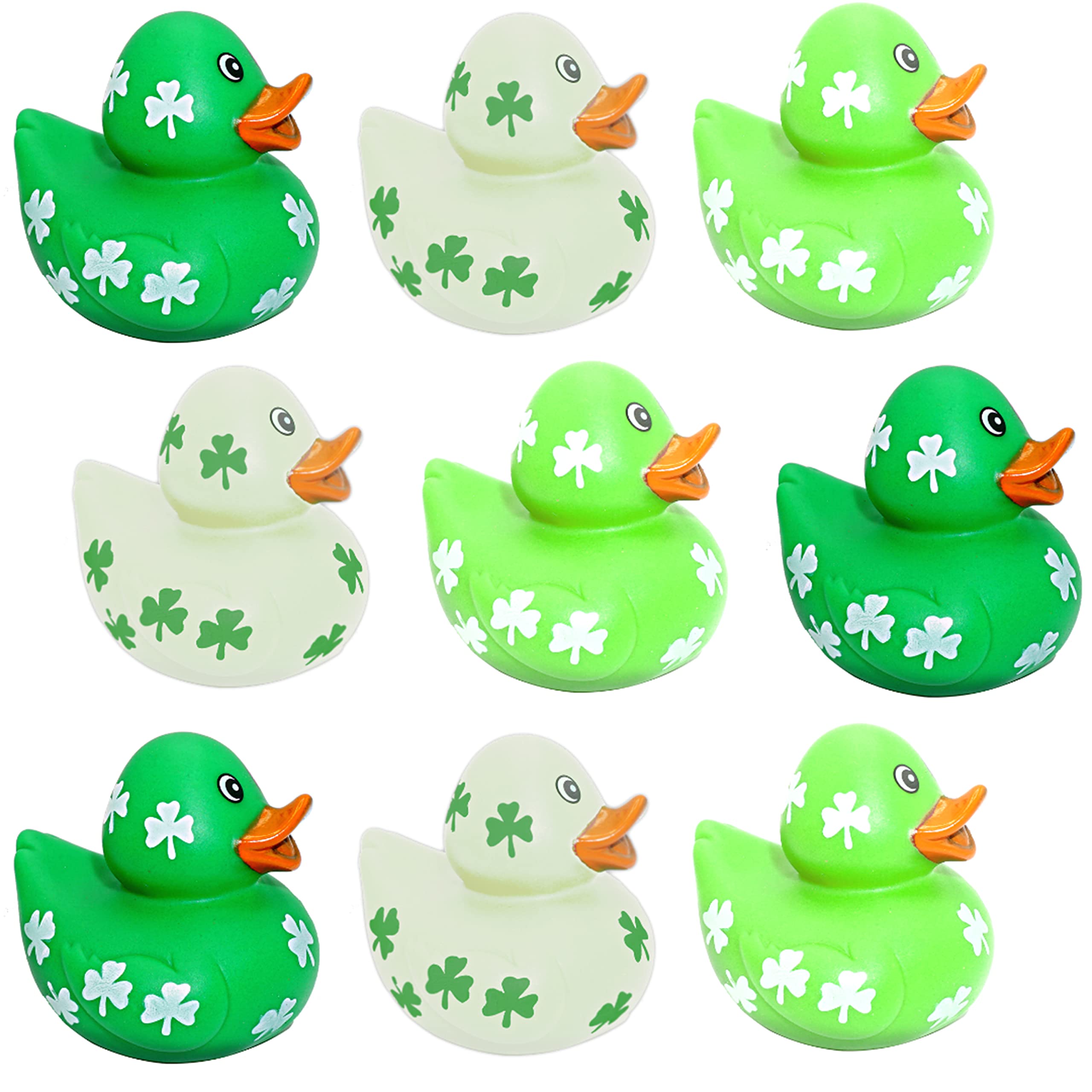 4E's Novelty 24 Pack St Patricks Day Rubber Ducks - 2 inch Shmrock Rubber Duckies Bulk - Saint Pattys Day Irish Gifts for Adults Kids Party Favors Accessories, Jeep Ducking