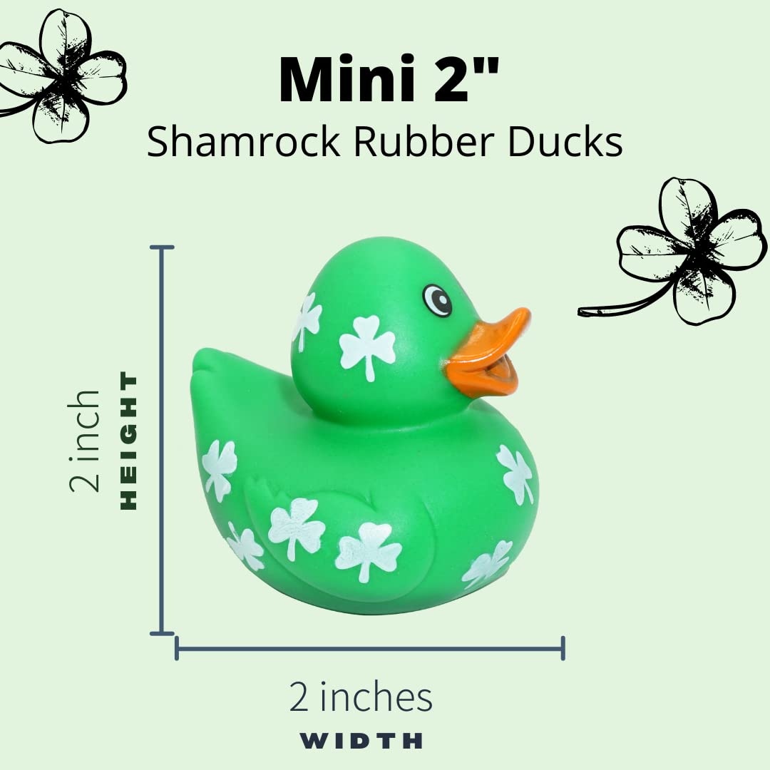 4E's Novelty 24 Pack St Patricks Day Rubber Ducks - 2 inch Shmrock Rubber Duckies Bulk - Saint Pattys Day Irish Gifts for Adults Kids Party Favors Accessories, Jeep Ducking