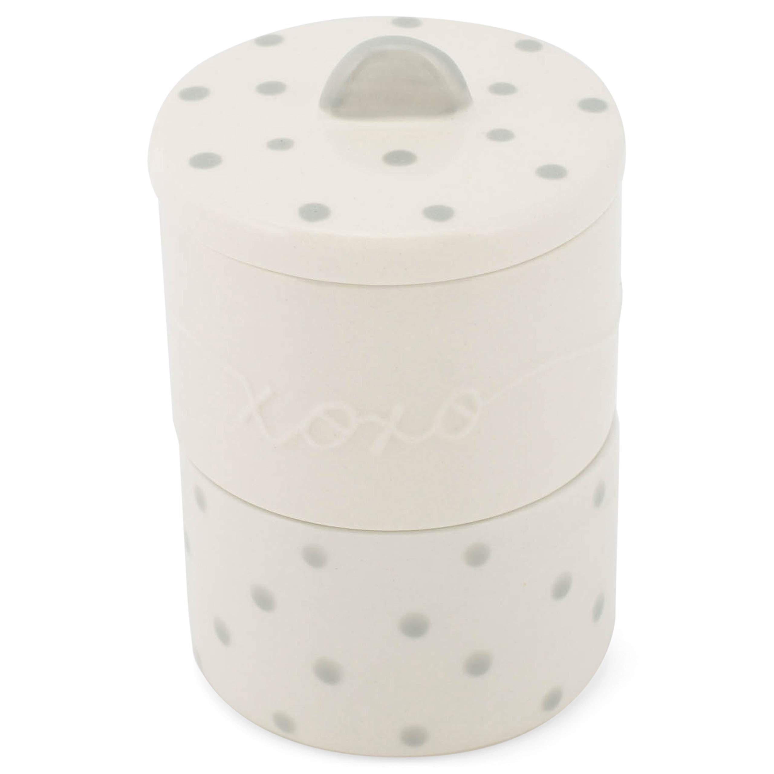 DEMDACO XOXO Tooth and Curl Soft Grey 4 x 3 Ceramic Stoneware Baby Keepsake Box