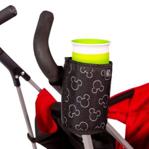 Disney Baby by J.L. Childress Universal Cup Holder with Cell Phone Pocket - Disney Stroller Accessory and Travel Essential - Insulated, Cup and Cell Phone Holder - Mickey Mouse Black