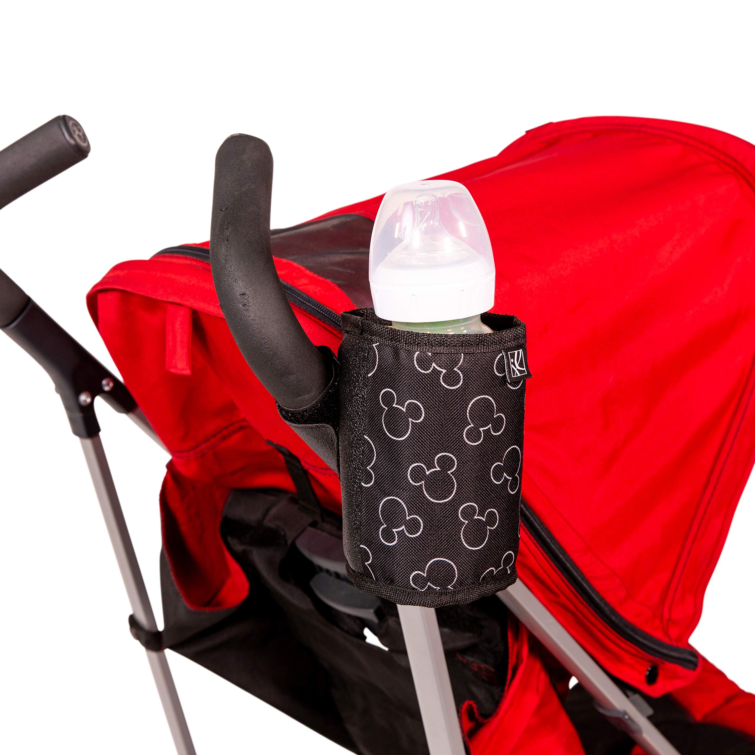 Disney Baby by J.L. Childress Universal Cup Holder with Cell Phone Pocket - Disney Stroller Accessory and Travel Essential - Insulated, Cup and Cell Phone Holder - Mickey Mouse Black