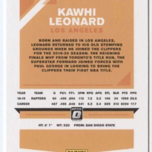 2019-20 Donruss Optic #30 Kawhi Leonard Los Angeles Clippers Basketball Card