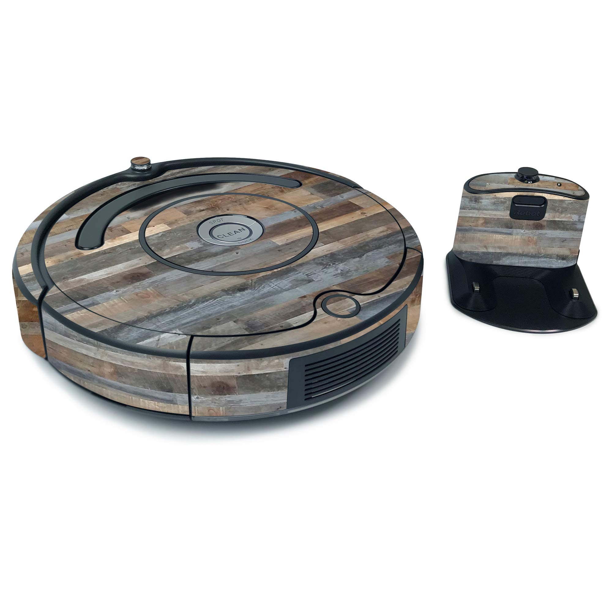 MightySkins Skin for iRobot Roomba 675 Max Coverage - Gray Wood | Protective, Durable, and Unique Vinyl Decal wrap cover | Easy To Apply, Remove, and Change Styles | Made in the USA (IRRO675-Gray Wood)