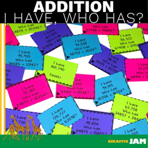 addition math games - addition i have, who has card game