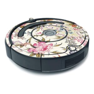 mightyskins skin for irobot roomba 675 minimal coverage - floral design | protective, durable, and unique vinyl decal wrap cover | easy to apply, remove, and change styles | made in the usa (irro675min-floral design)