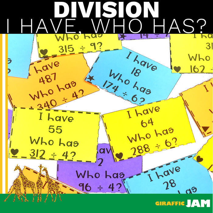 Division Math Games - Division I Have, Who Has Card Game