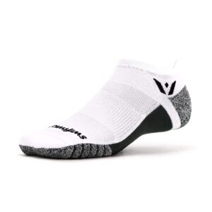 swiftwick- flite xt zero non-slip running socks, golf socks, ultimate stability (white, medium)