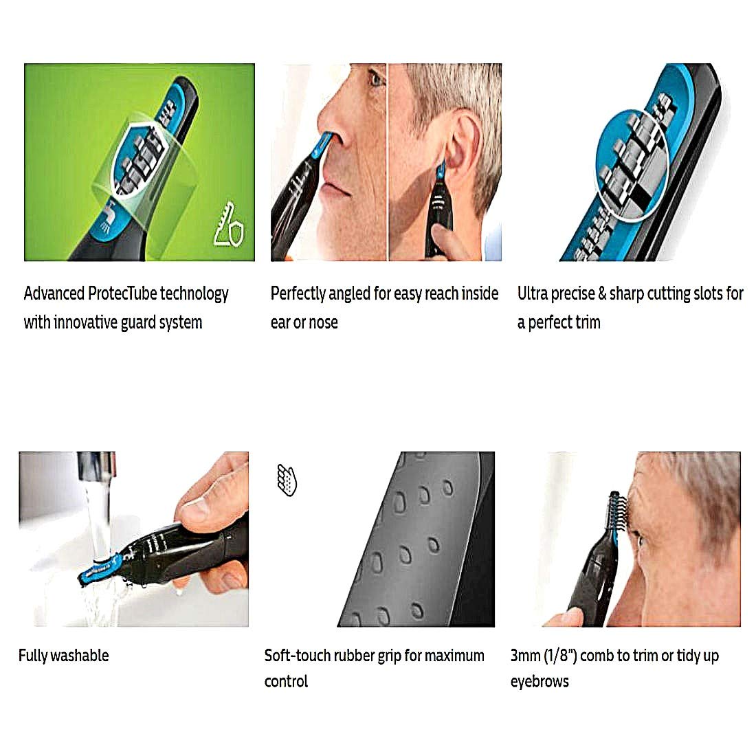 Philips Norelco Series 1000 Nosetrimmer NT1700 for Nose, Ear and Eyebrow Hair Trimming with ProtecTube Technology & Ultra Precise and Sharp Cutting Slots - (Unboxed)