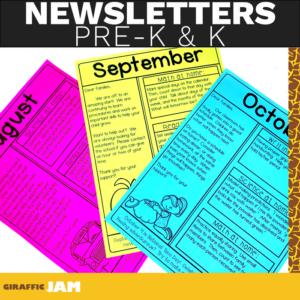 no prep prek and k classroom newsletters