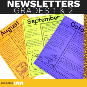 no prep grades 1 and 2 classroom newsletters