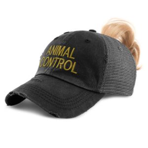 womens ponytail cap animal control investigate c embroidery cotton distressed trucker hats strap closure black design only
