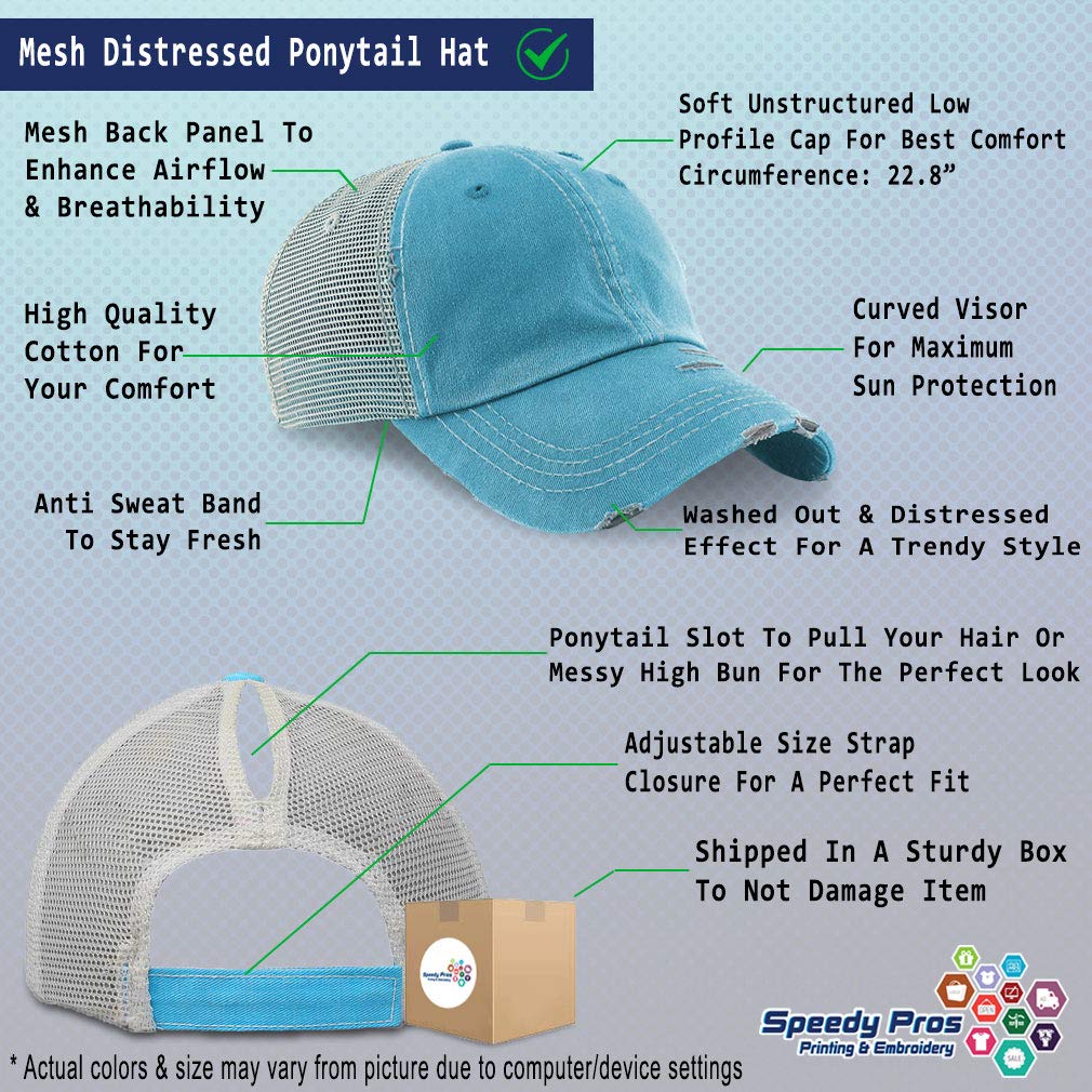 Custom Womens Ponytail Cap Nurse Stethoscope Lifeline Embroidery Cotton Messy Bun Distressed Trucker Hats Strap Closure Turquoise Personalized Text Here