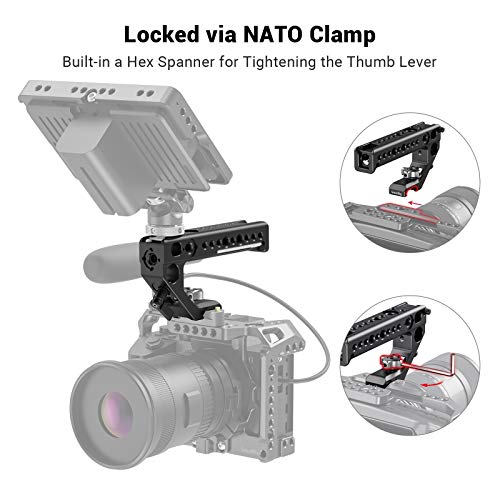 SMALLRIG Top Handle Grip for NATO Rail Standard with Locating Hole, Anti-Off Designed Cold Shoe Mounts,15mm Rod Clamp for DSLR Camera, Camera Cage - HTN2439