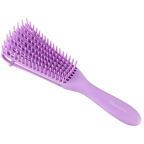 Messen Purple Detangling Brush for Natural Black Hair Detangler for Afro America Textured 3a to 4c Kinky Curly Wavy Eliminate Knots While Exfoliating Your Scalp and Stimulate Blood Circulation(1 Pack)