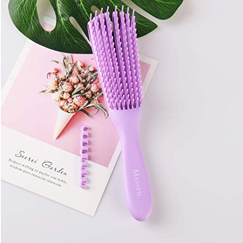 Messen Purple Detangling Brush for Natural Black Hair Detangler for Afro America Textured 3a to 4c Kinky Curly Wavy Eliminate Knots While Exfoliating Your Scalp and Stimulate Blood Circulation(1 Pack)