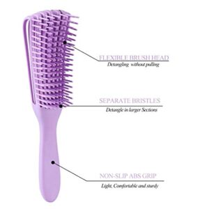 Messen Purple Detangling Brush for Natural Black Hair Detangler for Afro America Textured 3a to 4c Kinky Curly Wavy Eliminate Knots While Exfoliating Your Scalp and Stimulate Blood Circulation(1 Pack)