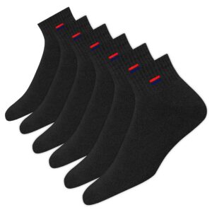navysport men's solid cushion comfort athletic quarter socks for running, training, casual wear, pack of 6 (shoe size: 7-12,3p black, 3p white)