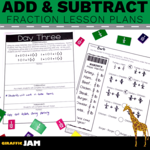 4th grade math lesson plans adding and subtracting fraction