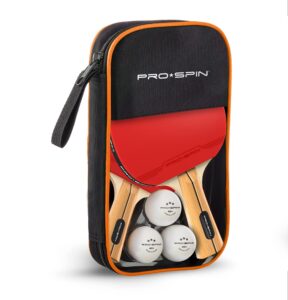 pro-spin ping pong paddles - high-performance 2-player set with premium table tennis rackets, 3-star ping pong balls, compact storage case | ping pong paddle set of 2 for indoor & outdoor games