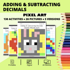 spring: adding and subtracting decimals pixel art
