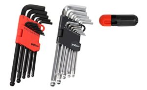 yiyitools hex key allen wrench set– 26-piece with ball end and free strength helping t handle,1/20-3/8 inches, 1.27-10 mm, black and silver , industrial grade set tools, t handle allen wrench set