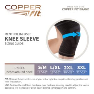 COPPER FIT ICE Knee Compression Sleeve for Knee Pain, Inflammation, Joint Pain Relief, Meniscus, ACL, Arthritis, - Walking, Running, Workout -- Knee Compression Support for Men and Women