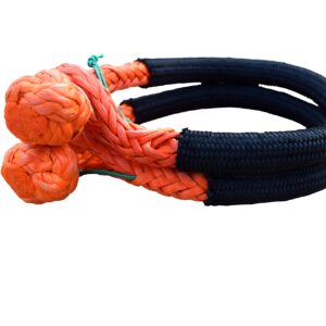 QIQU Car Towing Rope with Pair Soft Shackle to Replace Tow Strap for ATV UTV Car Vehicle Recovery Towing (Orange, 1/2inch*20ft)