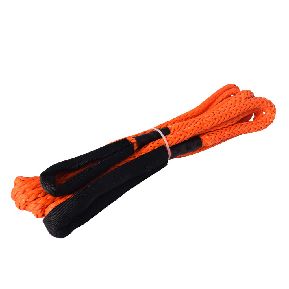 QIQU Car Towing Rope with Pair Soft Shackle to Replace Tow Strap for ATV UTV Car Vehicle Recovery Towing (Orange, 1/2inch*20ft)