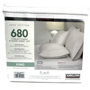 King White 680 Thread Count Kirkland Sheet Set 6 Piece Deep Pockets