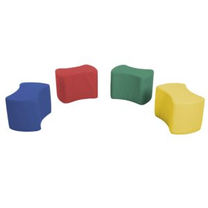 Factory Direct Partners 12225-AS SoftScape 12" Butterfly Modular Soft Foam Stool Set for Children Ages 4-7 (4-Piece Set) - Assorted