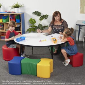 Factory Direct Partners 12225-AS SoftScape 12" Butterfly Modular Soft Foam Stool Set for Children Ages 4-7 (4-Piece Set) - Assorted