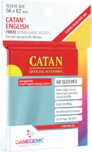 gamegenic ggs10072ml prime sleeves catan red sized sleeves 60 count pack clear (gg1072)