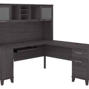 Bush SET001SG Somerset 72-Inch W L-Shaped Desk with Hutch, Storm Gray