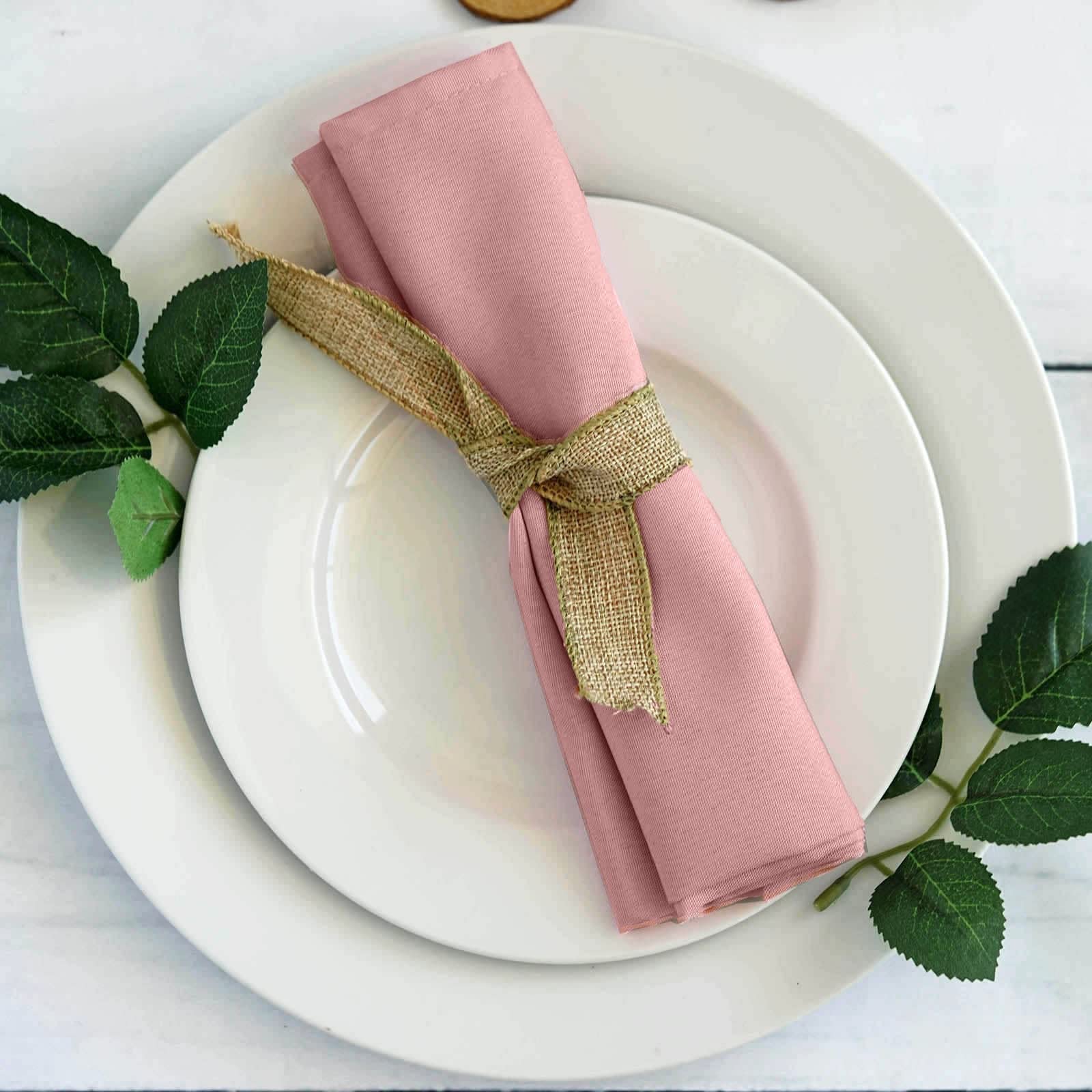 TABLECLOTHSFACTORY Pack of 5 Dusty Rose Premium 17" x 17" Washable Polyester Napkins Great for Wedding Party Restaurant Dinner Parties