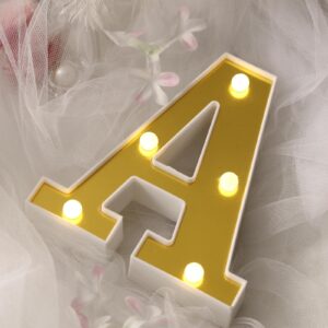 tableclothsfactory 6" 3d gold marquee letters 5 led light up letters warm white led letter lights - a