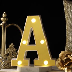 TABLECLOTHSFACTORY 6" 3D Gold Marquee Letters 5 LED Light Up Letters Warm White LED Letter Lights - A