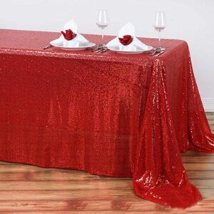 tableclothsfactory 90x156 wholesale rectangle table cover premium sparkly sequin tablecloth for banquet wedding party - red