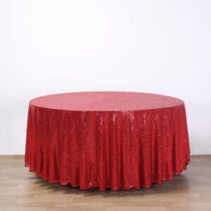 tableclothsfactory 108" wholesale premium red table cover sparkly sequin round tablecloth for wedding banquet party home decor