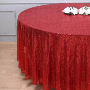 Tableclothsfactory 108" Wholesale Premium Red Table Cover Sparkly Sequin Round Tablecloth for Wedding Banquet Party Home Decor