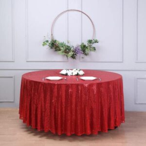 Tableclothsfactory 108" Wholesale Premium Red Table Cover Sparkly Sequin Round Tablecloth for Wedding Banquet Party Home Decor