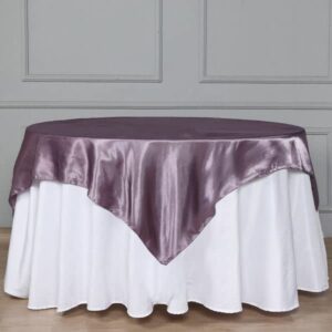 tableclothsfactory 60" satin square tablecloth overlay for wedding catering party table top decorations amethyst