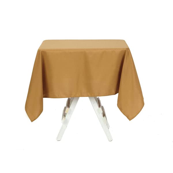 Tableclothsfactory 54x54 Gold Wholesale Linens Seamless Polyester Square Linen Tablecloth for Wedding Banquet Party Restaurant