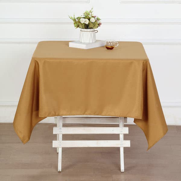 Tableclothsfactory 54x54 Gold Wholesale Linens Seamless Polyester Square Linen Tablecloth for Wedding Banquet Party Restaurant