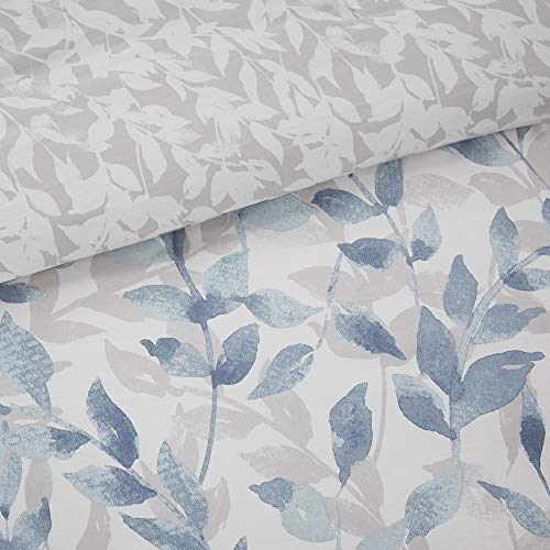 Madison Park Essentials Cozy Bed in a Bag Reversible Comforter with Complete Sheet Set - Modern Botanical Print All Season Cover, Shams, Decorative Pillow, King(104"x92"), Blue 8 Piece