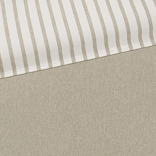 Madison Park Essentials Hayden Duvet Set Yarn Dyed Stripe Pattern, Solid on The Reverse, All Season Comforter Cover Bedding Set with Matching Sham, King/Cal King, Tan 3 Piece