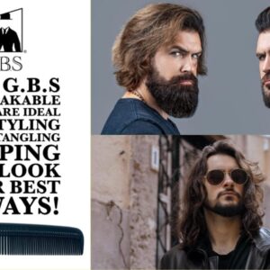 G.B.S (5 Pack) Pocket Comb Black Unbreakable Round Teeth Course Fine Pocket Beard & Mustache Combs for Men's Hair | Sideburns Travel-Friendly Symmetry, Friendly Birthday Gifts